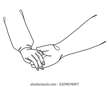Continuous line drawing of hands couple trendy minimalist illustration. Vector illustration.