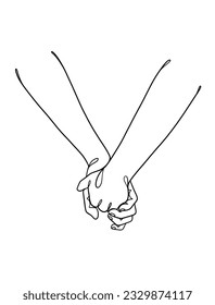 Continuous line drawing of hands couple trendy minimalist illustration. Vector illustration.