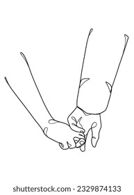 Continuous line drawing of hands couple trendy minimalist illustration. Vector illustration.