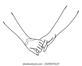 Continuous line drawing of hands couple trendy minimalist illustration. Vector illustration.