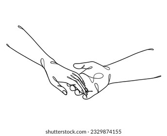 Continuous line drawing of hands couple trendy minimalist illustration. Vector illustration.