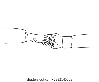 Continuous line drawing of hands couple trendy minimalist illustration. Vector illustration.