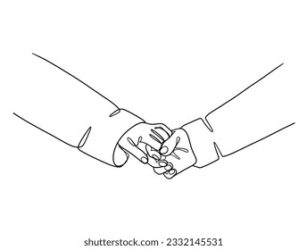 Continuous line drawing of hands couple trendy minimalist illustration. Vector illustration.