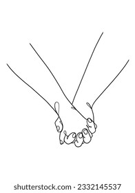 Continuous line drawing of hands couple trendy minimalist illustration. Vector illustration.