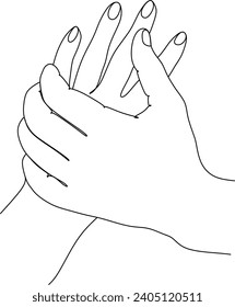 Continuous line drawing of hands couple trendy minimalist illustration. Vector illustration without artificial intelligence