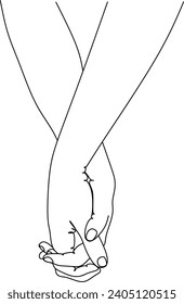 Continuous line drawing of hands couple trendy minimalist illustration. Vector illustration without artificial intelligence