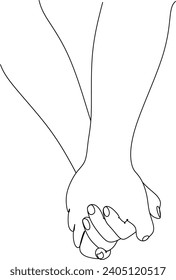 Continuous line drawing of hands couple trendy minimalist illustration. Vector illustration without artificial intelligence