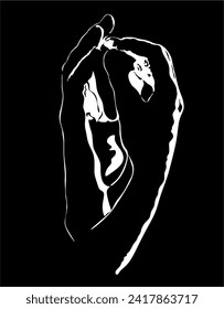 Continuous line drawing of hands couple trendy minimalist illustration. Vector illustration without artificial intelligence