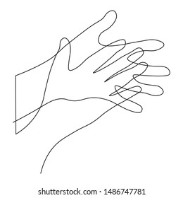 continuous line drawing of  hands friendship 