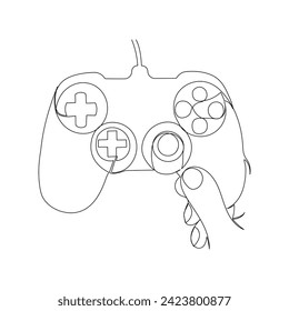 Continuous line drawing of hands with game controller joysticks or gamepads vector art illustration