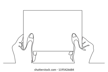 continuous line drawing of hands holding blank paper