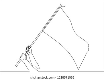 Continuous line drawing Hands Holding Flag Vector Illustration