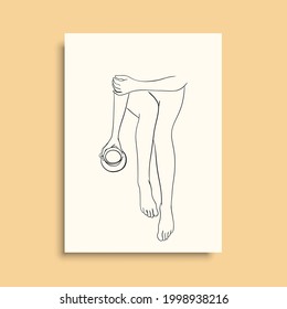 Continuous line drawing. Hands holding a cup of coffee. Perfect for stationery design, social media, blogs, wall art, decorating your home, packaging design and also for other ideas. Vector EPS 10.