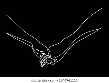 continuous line drawing of hands holding together