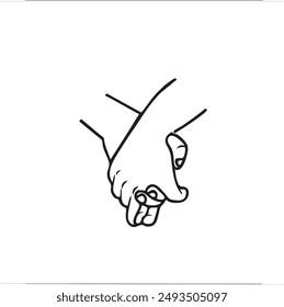 continuous line drawing of hands holding a partner