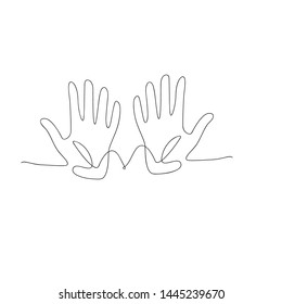 continuous line drawing of hands. isolated sketch drawing of hands line concept. outline thin stroke vector illustration
