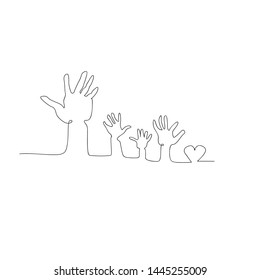 continuous line drawing of hands. isolated sketch drawing of hands line concept. outline thin stroke vector illustration