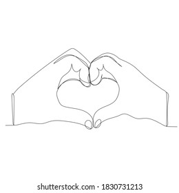 Continuous Line Drawing Hands Make Heart Stock Vector (Royalty Free ...