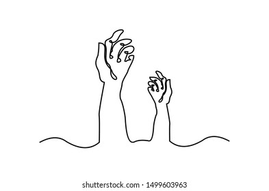 Continuous Line Drawing Hands Palms Together Stock Vector (Royalty Free ...