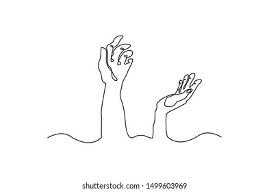 Continuous Line Drawing Hands Palms Together Stock Vector (royalty Free 