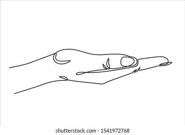 Continuous line drawing. Hands palms. illustration