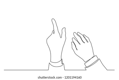 continuous line drawing of hands pointing with index finger