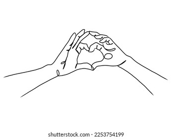 dibujo continuo de las manos mostrando la señal de amor. Ilustración vectorial.