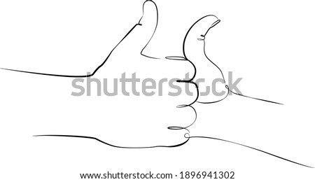 Continuous Line Drawing of Hands in a Thumb War. Trendy Minimalist Illustration
