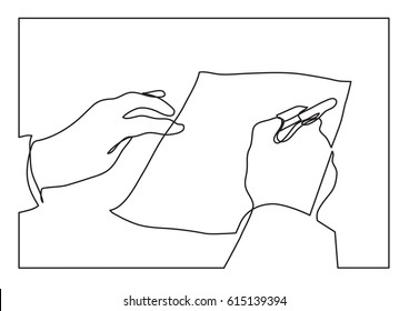 dibujo continuo de la línea de la escritura de manos