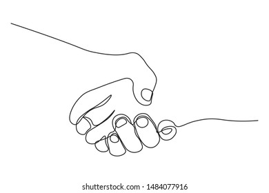 continuous line drawing of  handshake friendship 