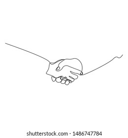 continuous line drawing of  handshake friendship 