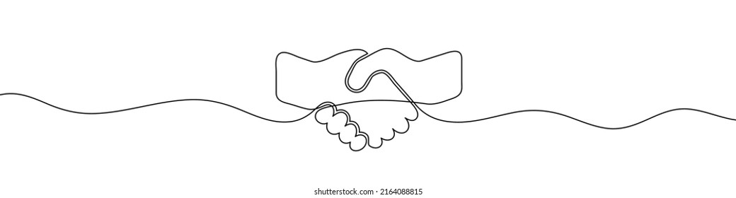 Kontinuierliche Zeilenzeichnung des Handshake-Icons. Lineares Symbol handshake. Ein zeilenträchtiger Hintergrund. Vektorgrafik. Handshake-Zeilensymbol