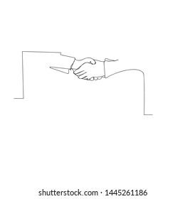 continuous line drawing of handshake. isolated sketch drawing of handshake line concept. outline thin stroke vector illustration