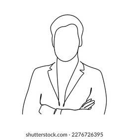 continuous line drawing of handsome smiling confident businessman