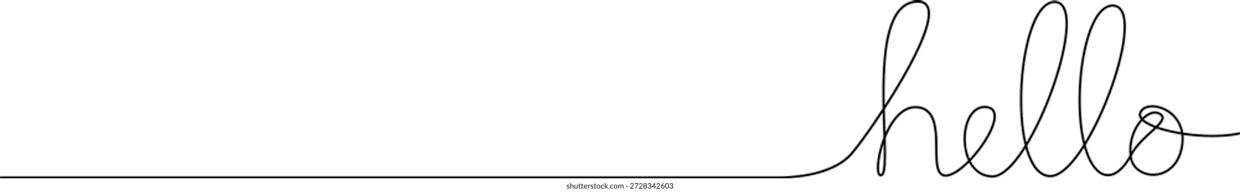 Dibujo de línea continua de la palabra escrita a mano Hola, Ilustración vectorial de arte de línea