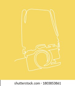 continuous line drawing hanging vintage camera 