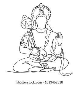 fortlaufende Linienzeichnung. Hanuman. Silhouette. Gott.