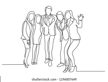 Continuous Line Drawing Happy Business Team Stock Vector (Royalty Free ...