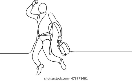 continuous line drawing of happy businessman with case