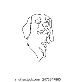 dibujo de línea continua de retrato de perro feliz. ilustración para camiseta, diseño de eslogan estilo gráfico de impresión
