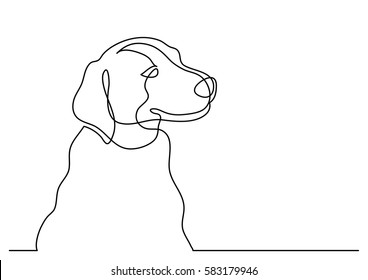 continuous line drawing of happy dog portrait