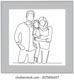 
Continuous line drawing of happy family father, mother and son playing. vector illustration isolated on a white background