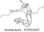 continuous line drawing of happy jumping woman