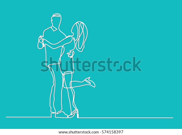 Continuous Line Drawing Happy Loving Couple Stock Vector Royalty Free