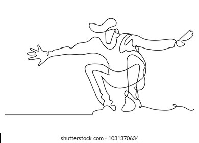 continuous line drawing of a happy men jumping happy vector illustration