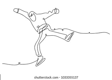 continuous line drawing of a happy men jumping happy vector illustration