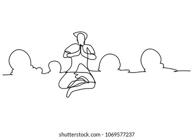 continuous line drawing of a happy men jumping vector illustration