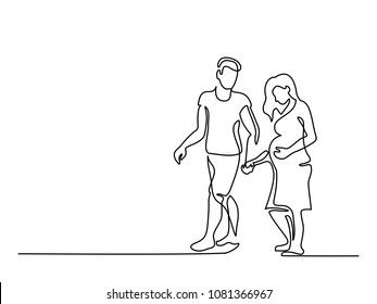 Continuous Line Drawing Family Standing Together Stock Vector (Royalty ...