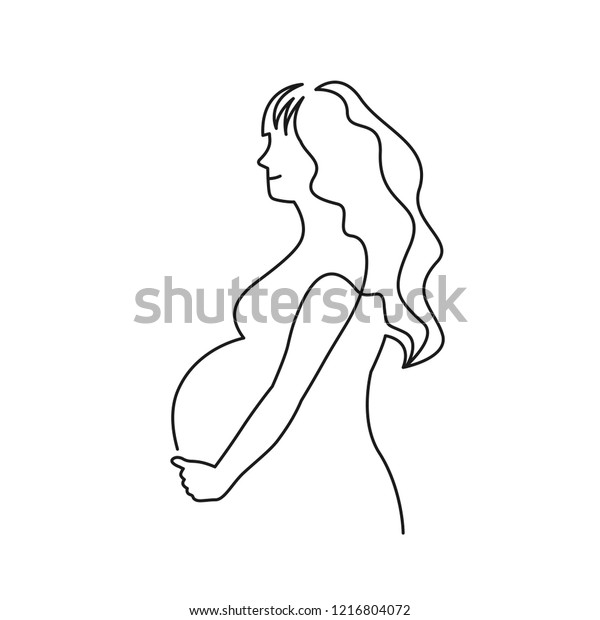 Continuous Line Drawing Happy Pregnant Woman Stock Vector (Royalty Free ...