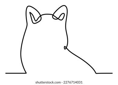 continuous line drawing of happy puppy dog smiling